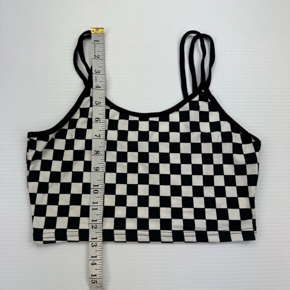 Black White Checkered Crop Tank Tops Set Size Small Y2K Rock Boho - Picture 11 of 15